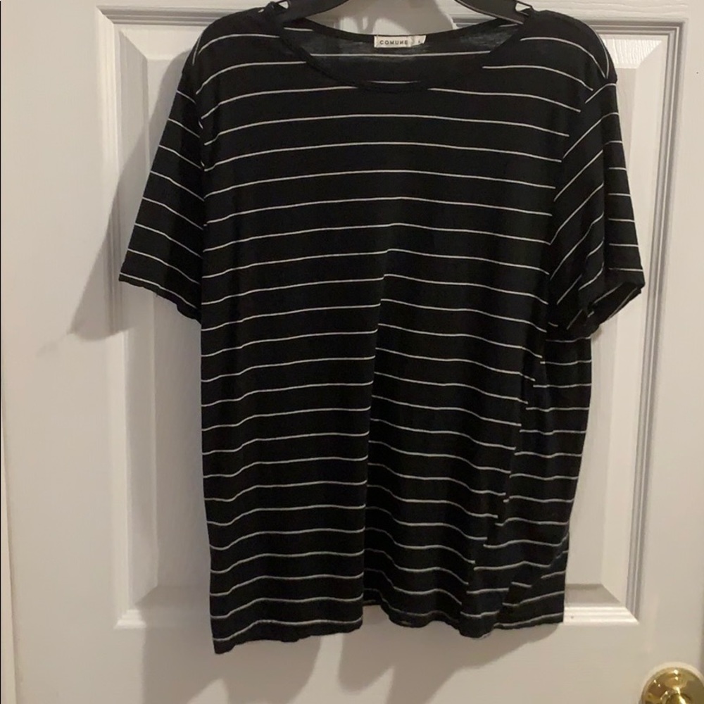 black and white striped tee